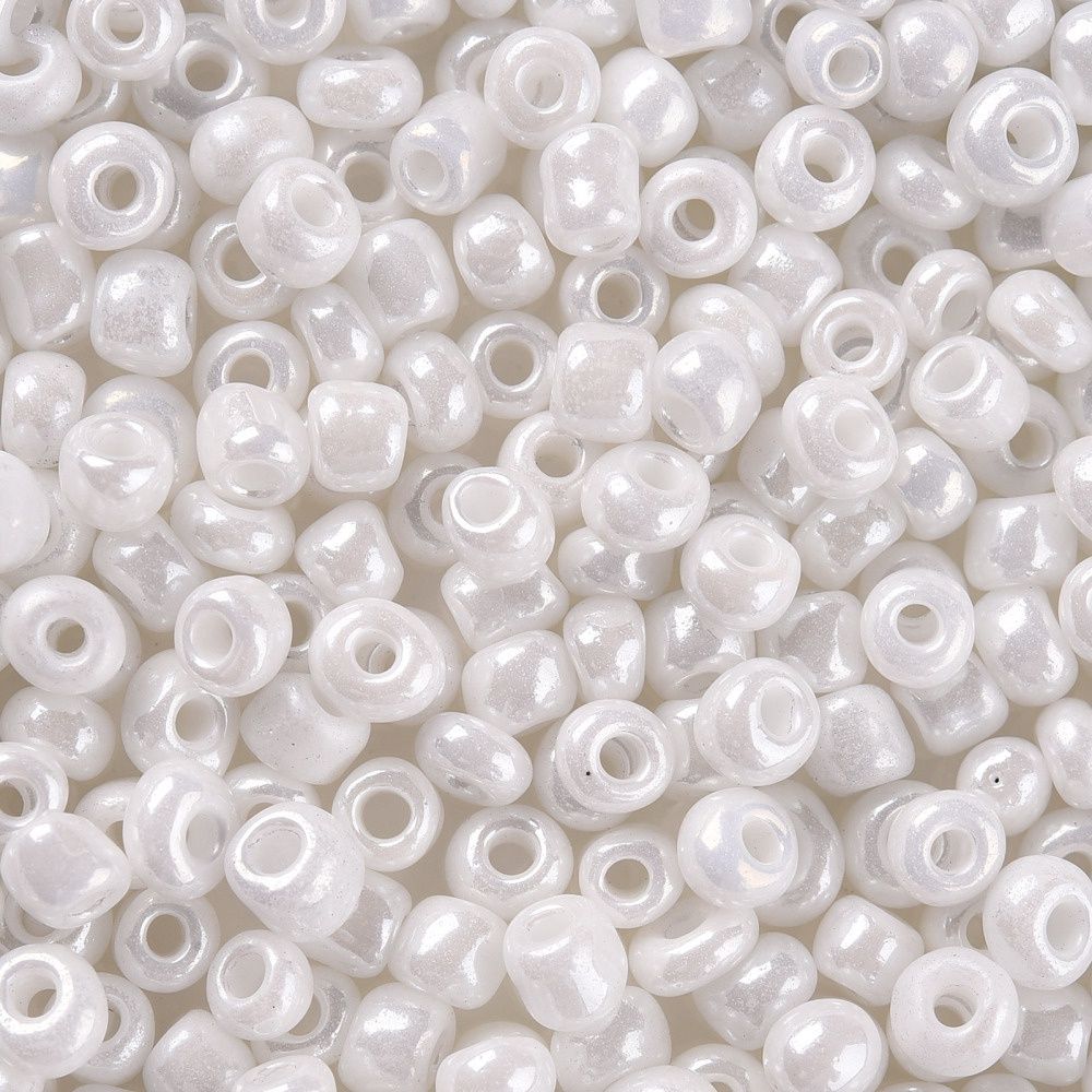 Seed Bead - Lustered Snow White 8/0
