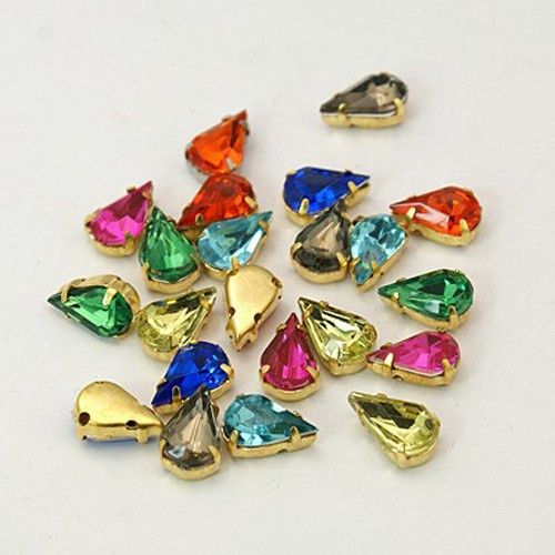 Sew On Teardrop Rhinestone - Mixed 10x6mm (G)