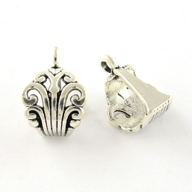 TS Flower Style Tube Bail - Silver 17x10mm