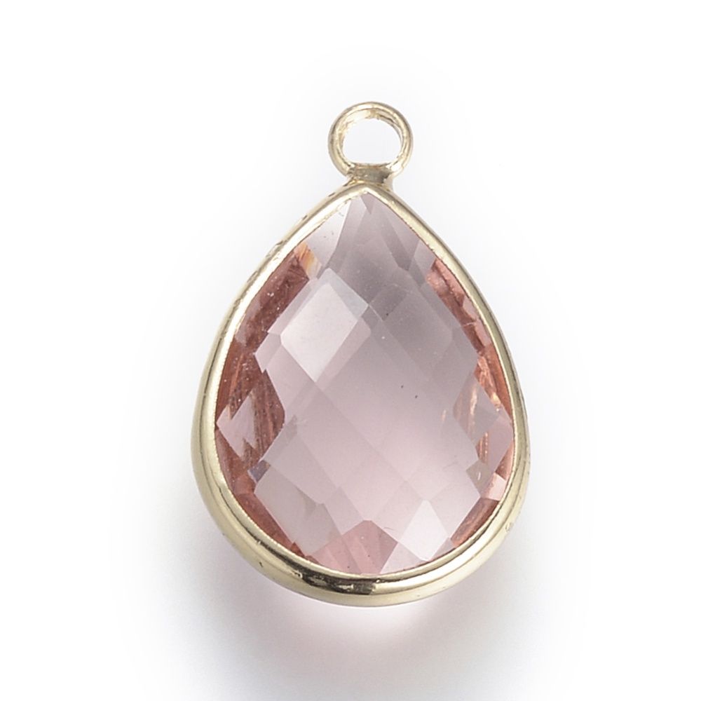 Faceted Plum Pink Teardrop Earrings (G)