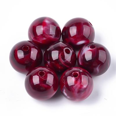 Acrylic Round - Dark Red Marbled 14mm