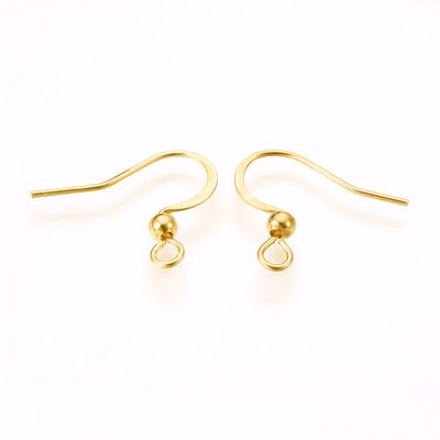 316 Surgical Steel Hooks - Gold 16mm (Pair)