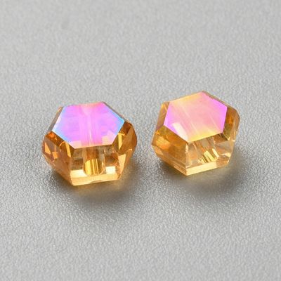 Electroplated Hexagon - T Orange 5x6mm