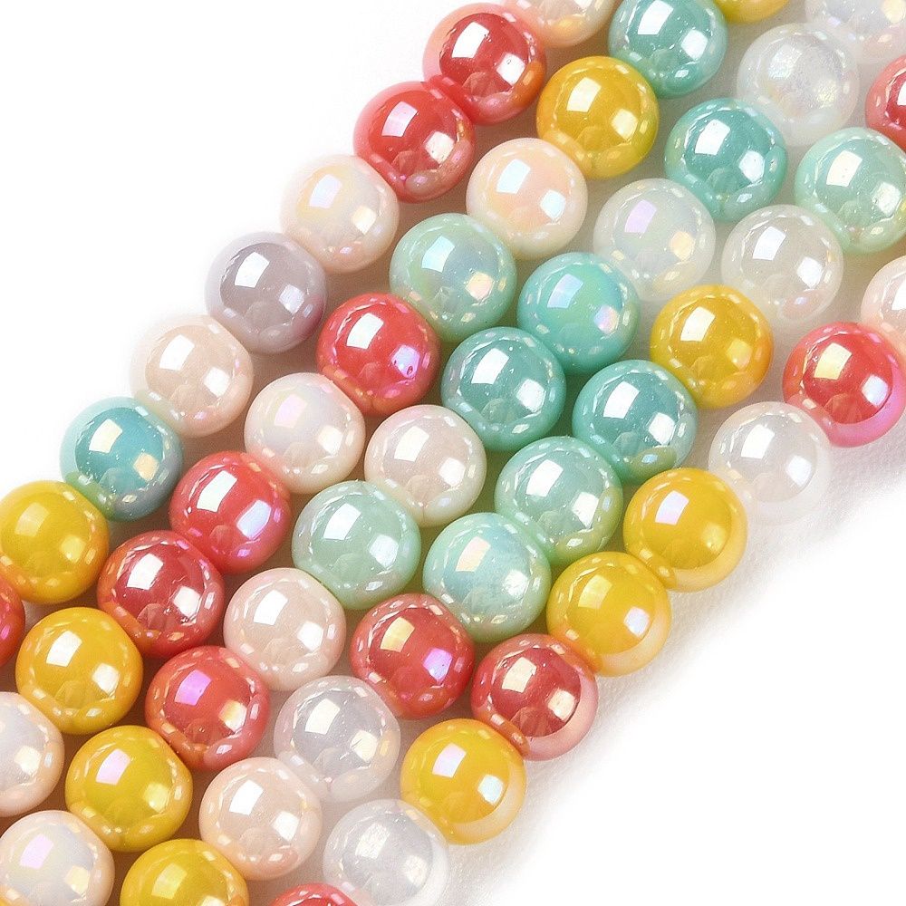 Glass Opaque AB Lustre Round - Colourful 6mm