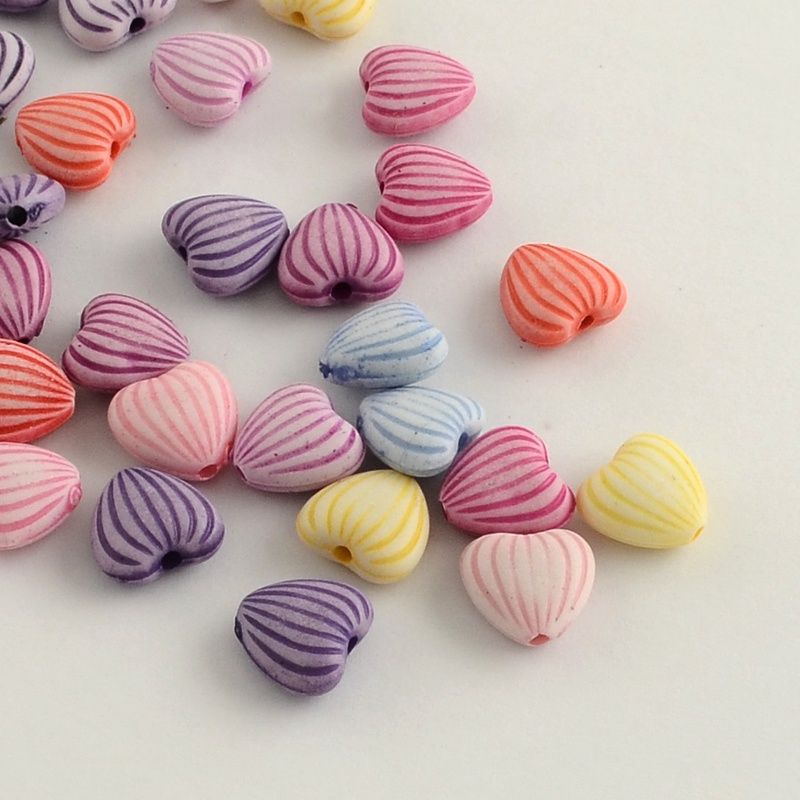 BG Distressed Striped Heart - Mixed 10x11mm
