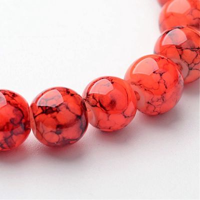 Halloween Spray Painted Glass Round - Orange or Yellow 8mm