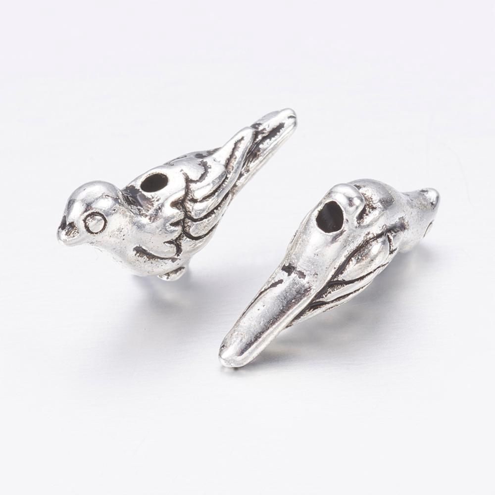 TS Bead - Silver Pretty Bird 7x14mm
