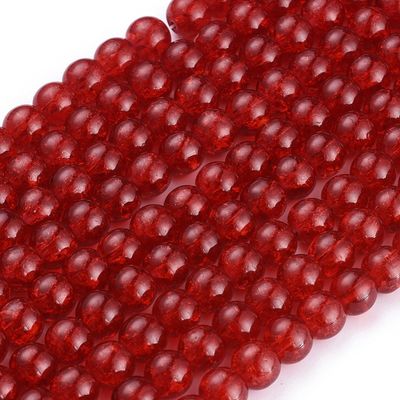 Crackle Glass Round - Red 8mm