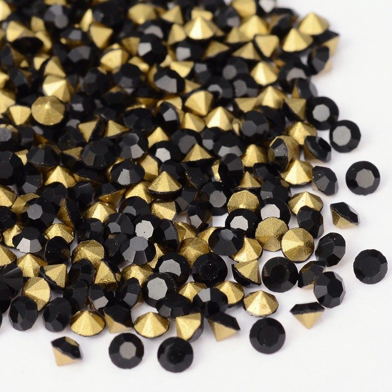 Point Back Rhinestones - Jet Black 1.9-2mm