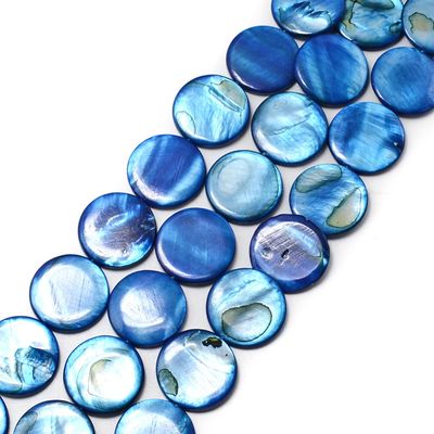 Shell Flat Round - Beach Blue 20mm