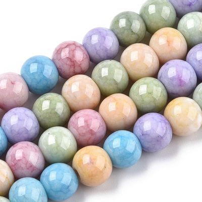 Opaque Cracked Glass Round - Pastel Mix 8-9mm