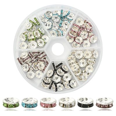 Rhinestone Rondelle Flat Edge - Mixed 8mm