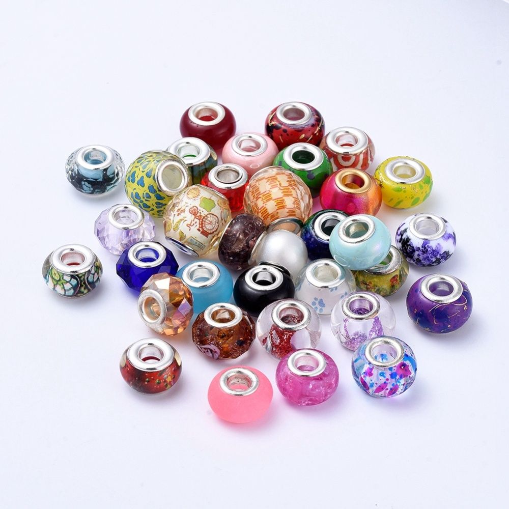 European Bead - Glass or Resin Mix ~14mmx10mm