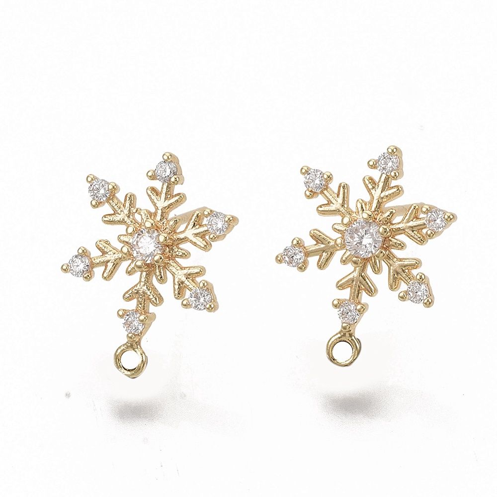 CZ Snowflake Stud Earrings - 18K Gold Plated