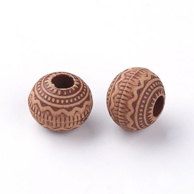 Carved Imitation Wood Round - 11x9mm