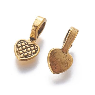 Flat Pad Bail - Gold or Silver Heart 16x8mm (NF)
