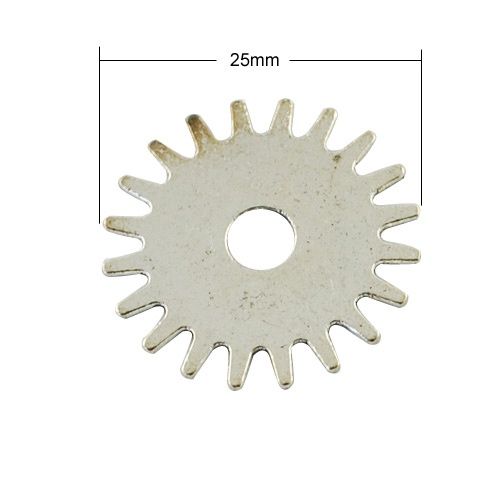 Cog Charm - Silver 25mm