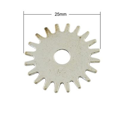 Cog Charm - Silver 25mm