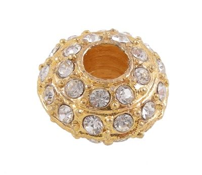 Rhinestone Rondelle - Gold 16x9mm