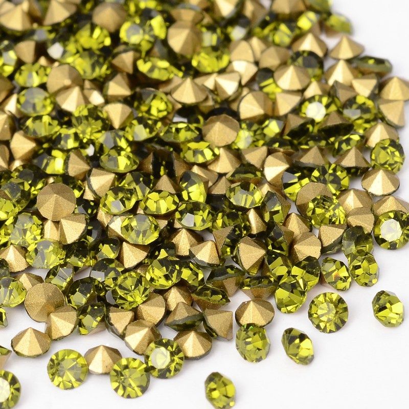 Point Back Rhinestone - Green Mix 2.4mm