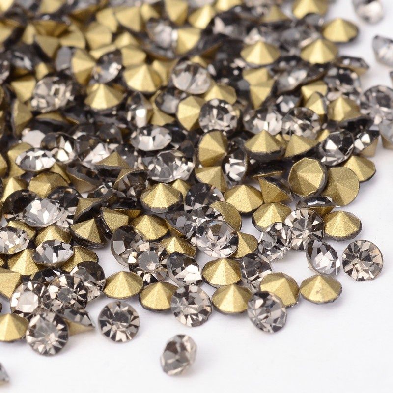 Point Back Rhinestone - Black Diamond 2.4mm