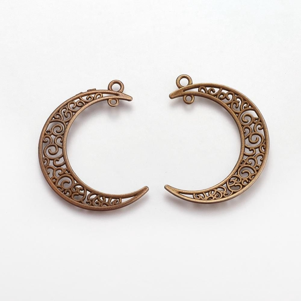 Filigree Crescent Moon - Bronze 37x8mm