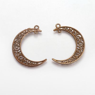 Filigree Crescent Moon - Bronze 37x8mm