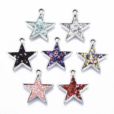 Glitter Star Charms - 22mm