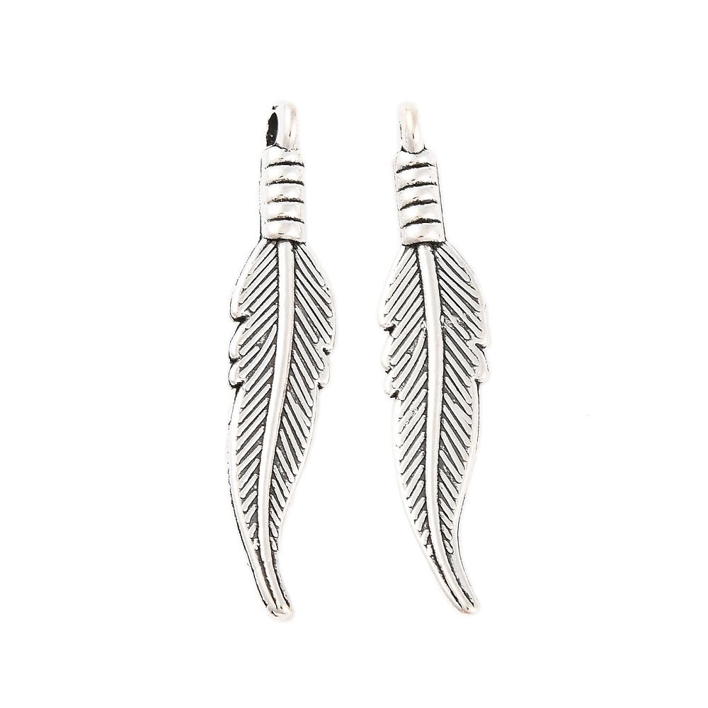 Feather Charm - Silver 31x6mm