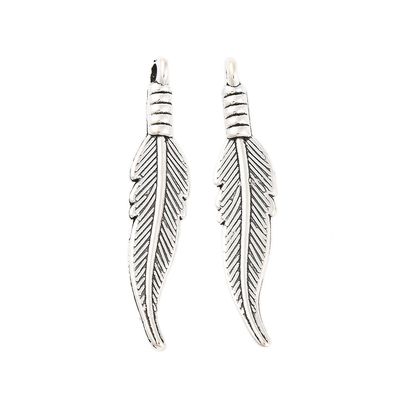 Feather Charm - Silver 31x6mm
