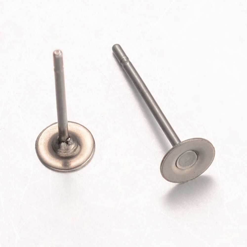 316 Surgical Steel Flat Stud Post - 12x4mm (Pair)