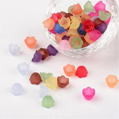 Acrylic Frosted Lily Bead Cap - Mixed 10x6mm