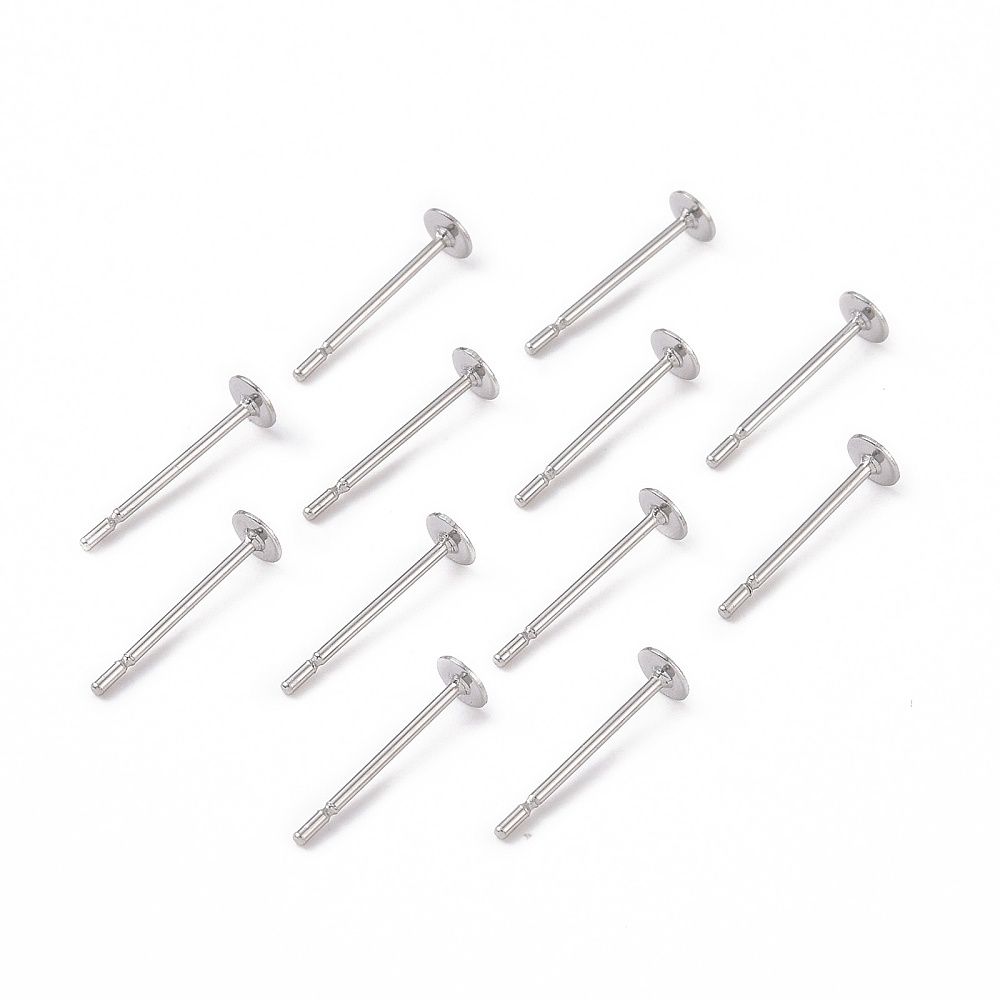 316 Surgical Steel Flat Stud Post - 3mm Tray (Pair)