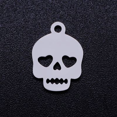 201 SS Flat Skull Charm - Silver 13.5x10mm