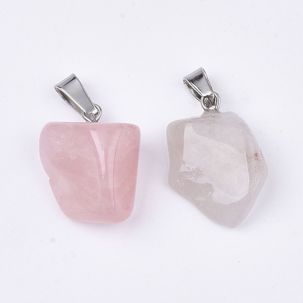 Rose Quartz Nuggets On Bail - 15-35mm