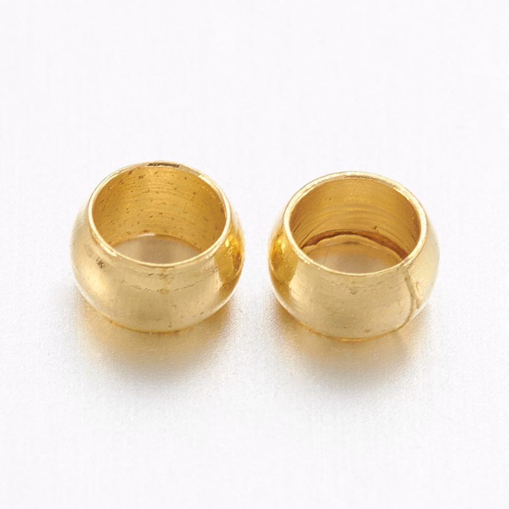 Crimps - Gold 2x3mm (2mm hole)