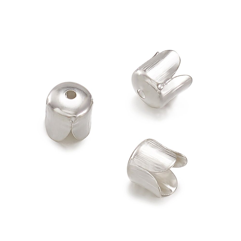 Bead Cap 4 Petal Flower - Silver 6.5x7m