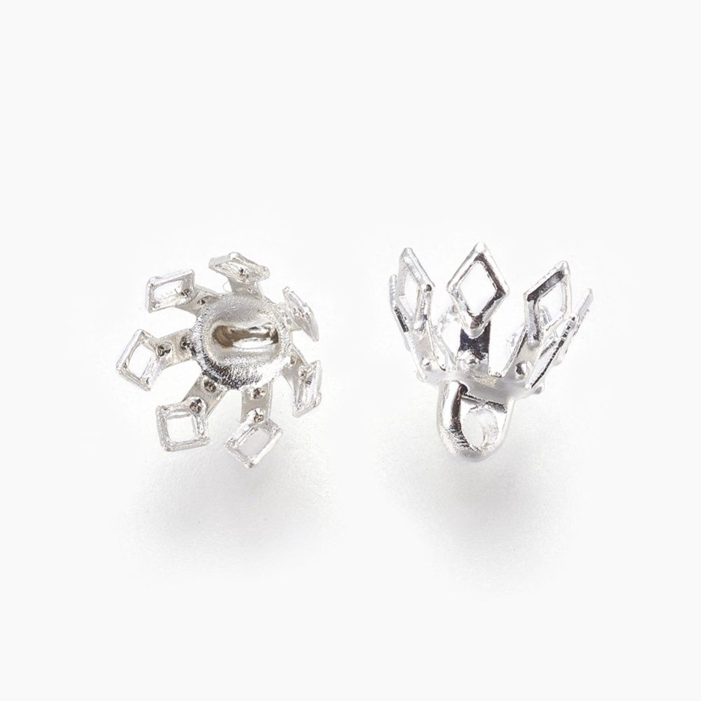 Bead Cap 7 Petal Flower - Silver 8mm
