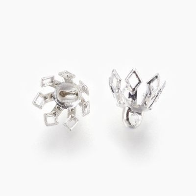 Bead Cap 7 Petal Flower - Silver 8mm
