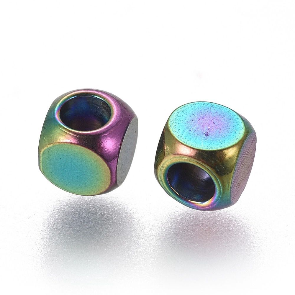 Ion Plated 304 SS Cube - Rainbow 4mm