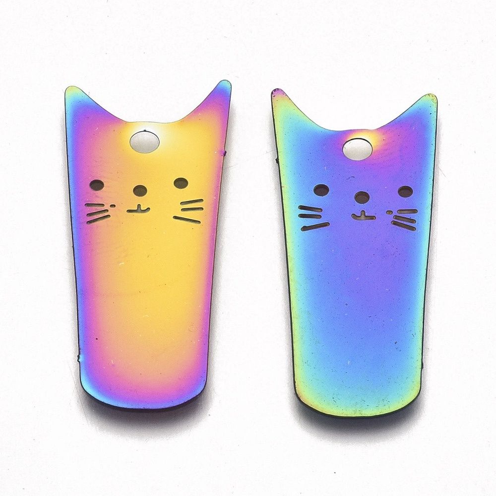 Ion Plated 201 SS Long Cat Earrings