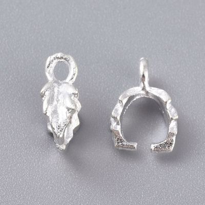 Pinch Bail - Silver Leaf 11x6mm