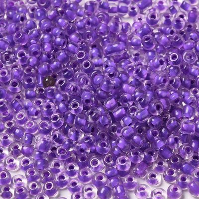 Seed Bead - Clear, Blue Violet Lined 8/0