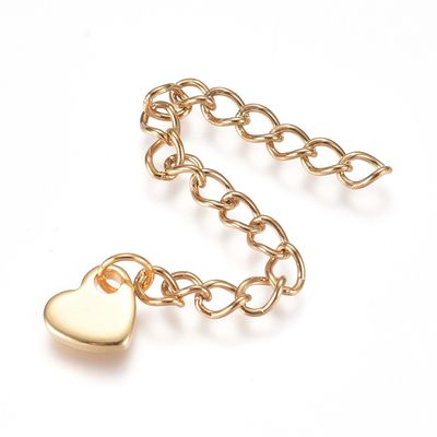 304 SS Drop Chain With Heart - Gold 60mm