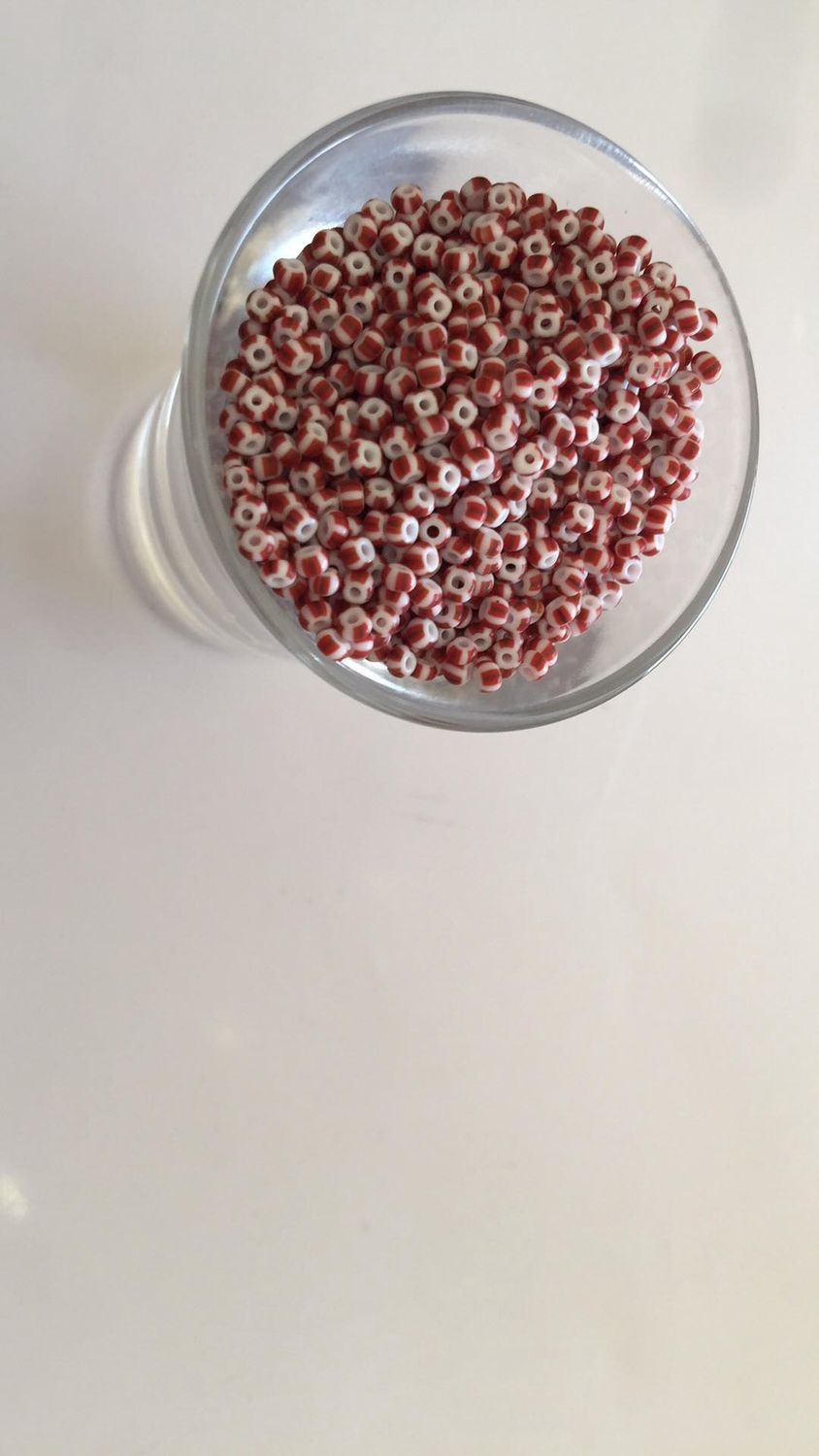 Seed Bead - Red &amp; White Stripe 10/0