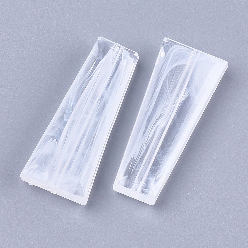 Acrylic White Marble Trapezoid Earrings