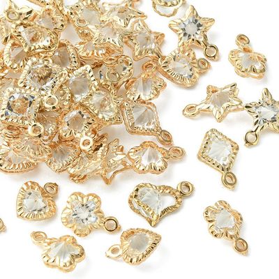 Rhinestone Shaped Charms - Gold 13-15mm