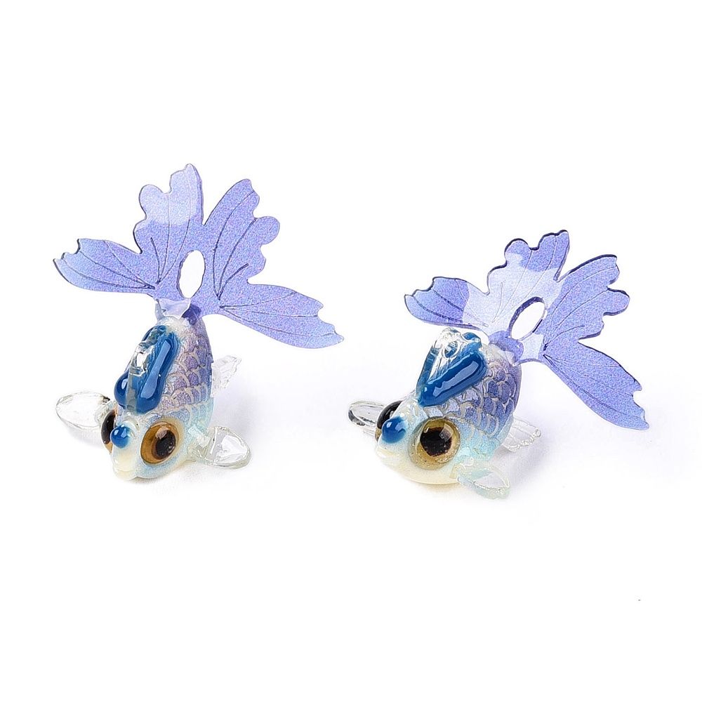 Acetate Goldish Earrings - Slate Blue