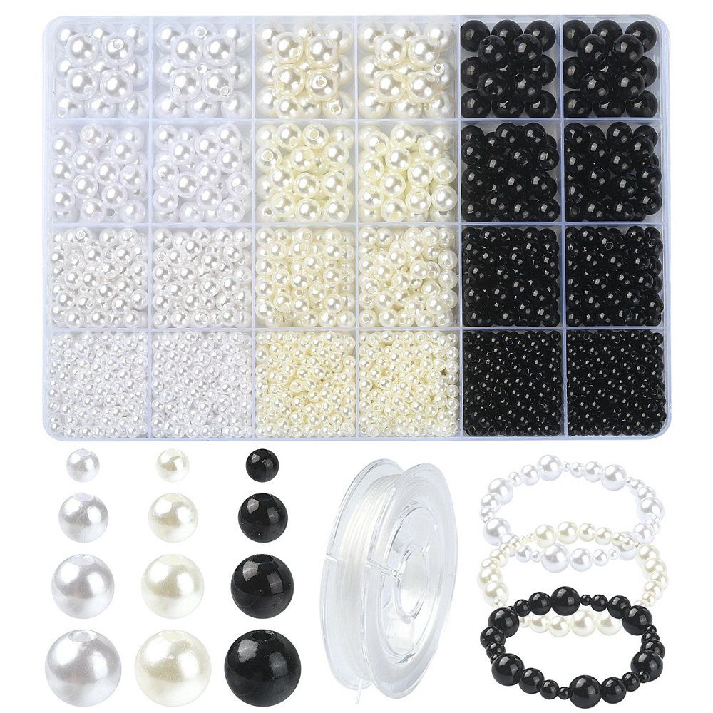 Inspiration Kit - 1,100 Piece Acrylic Pearls Black &amp; White Mix