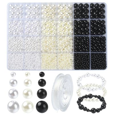 Inspiration Kit - 1,100 Piece Acrylic Pearls Black &amp; White Mix
